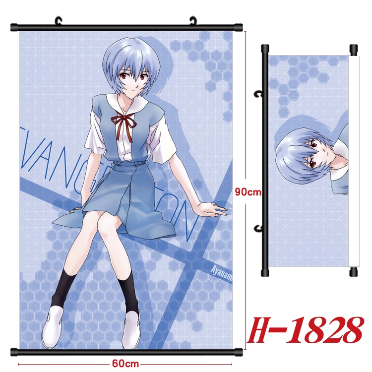 EVA Anime Black Plastic Rod Canvas Painting Wall Scroll 60X90CM H-1828
