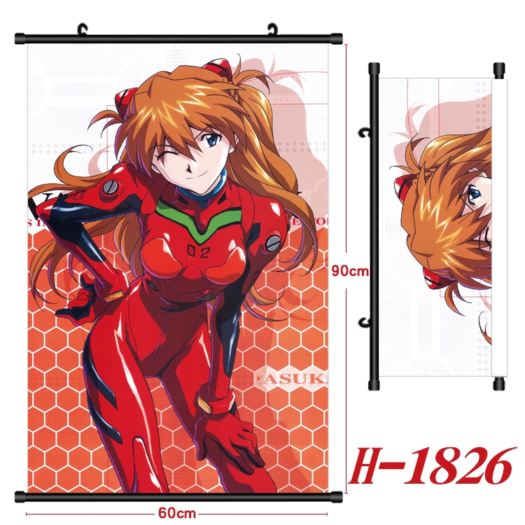 EVA Anime Black Plastic Rod Canvas Painting Wall Scroll 60X90CM H-1826