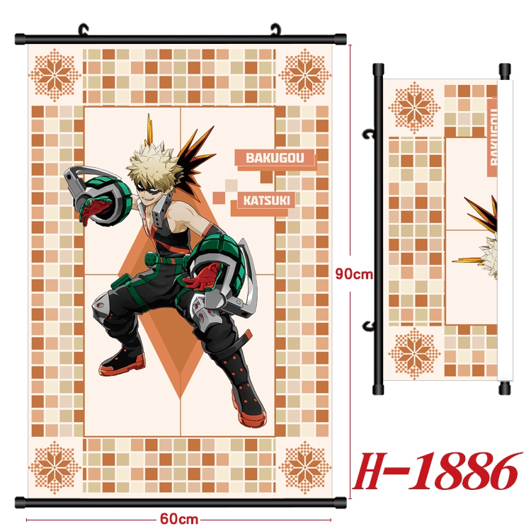 My Hero Academia Anime Black Plastic Rod Canvas Painting Wall Scroll 60X90CM  H-1886