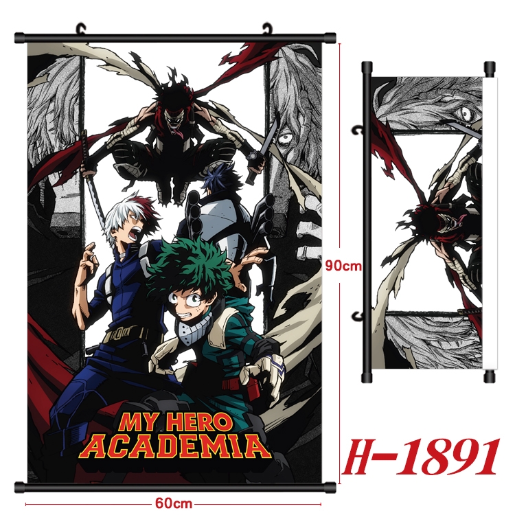 My Hero Academia Anime Black Plastic Rod Canvas Painting Wall Scroll 60X90CM  H-1891