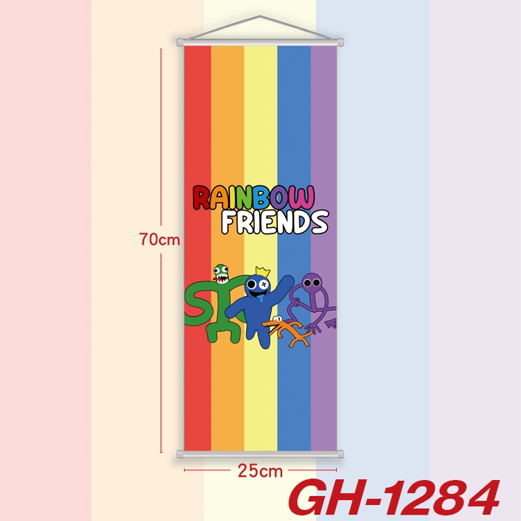 Rainbow friends Plastic Rod Cloth Small Hanging Canvas Painting Wall Scroll 25x70cm price for 5 pcs GH-1284A