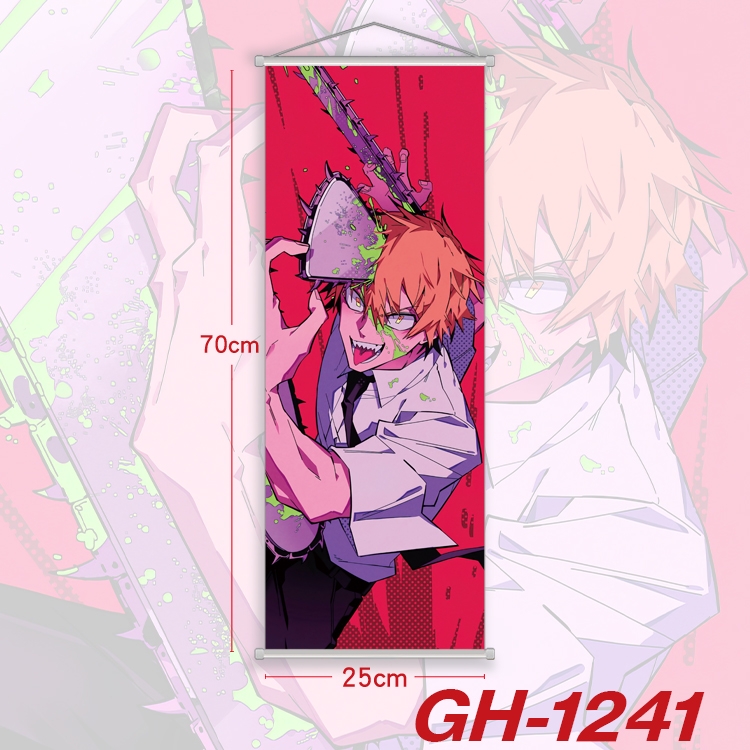 Chainsaw man Plastic Rod Cloth Small Hanging Canvas Painting Wall Scroll 25x70cm price for 5 pcs GH-1241A