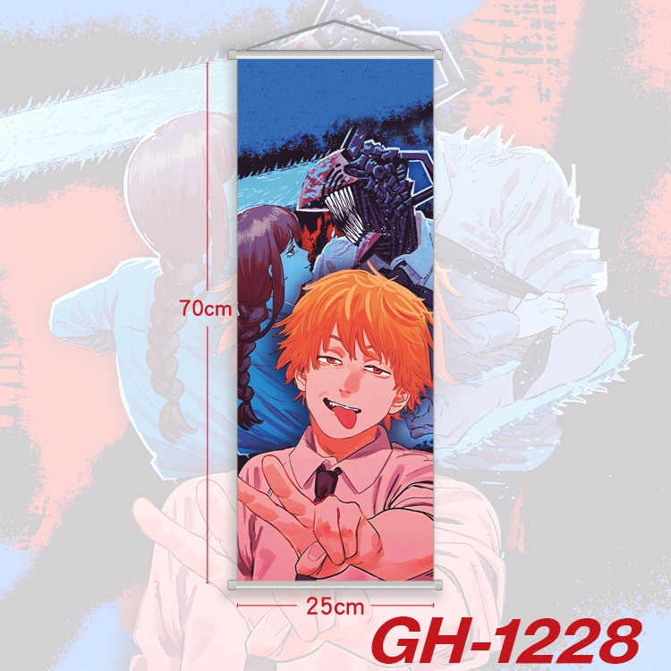 Chainsaw man Plastic Rod Cloth Small Hanging Canvas Painting Wall Scroll 25x70cm price for 5 pcs GH-1228A