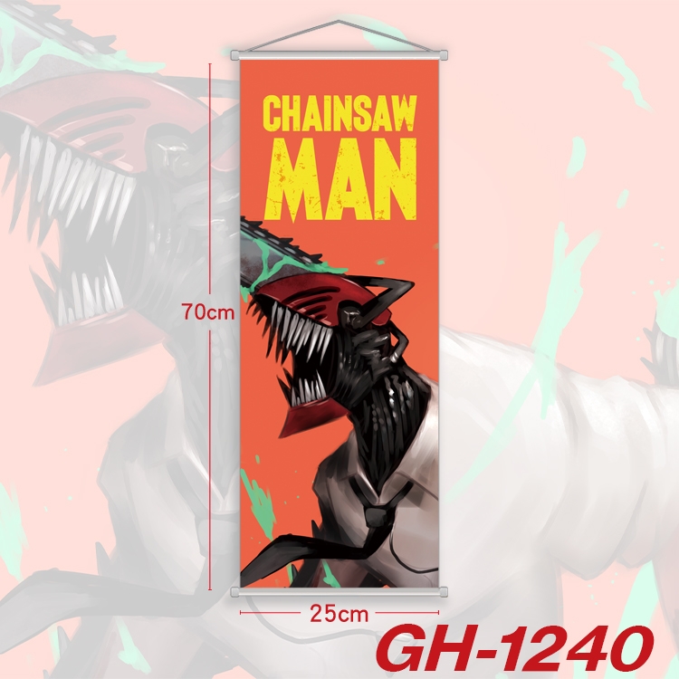 Chainsaw man Plastic Rod Cloth Small Hanging Canvas Painting Wall Scroll 25x70cm price for 5 pcs GH-1240A