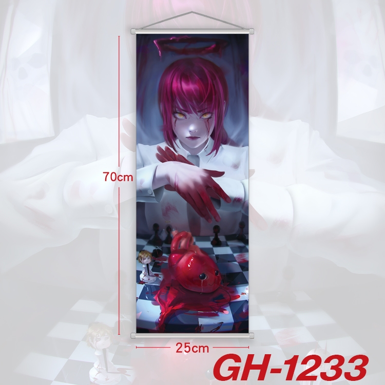 Chainsaw man Plastic Rod Cloth Small Hanging Canvas Painting Wall Scroll 25x70cm price for 5 pcs  GH-1233A