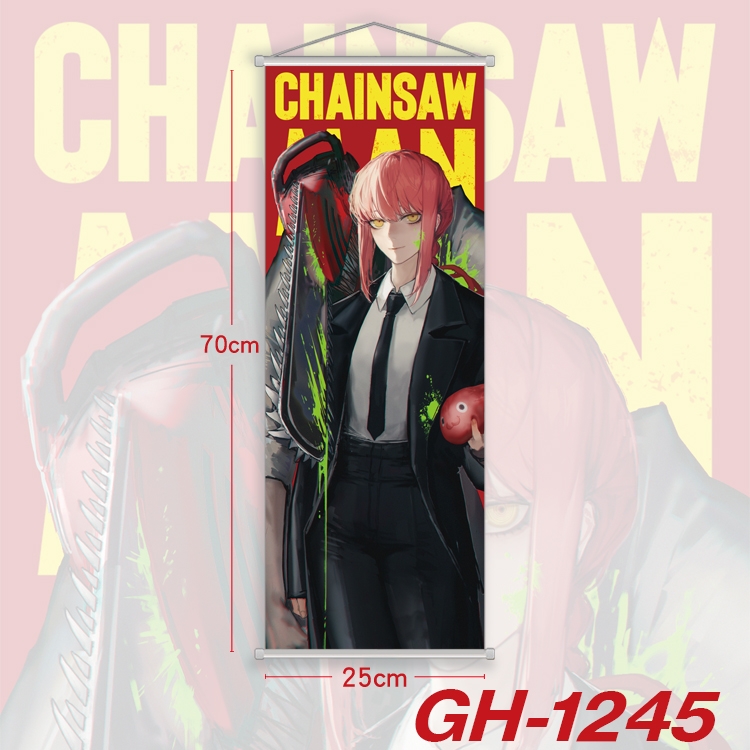 Chainsaw man Plastic Rod Cloth Small Hanging Canvas Painting Wall Scroll 25x70cm price for 5 pcs GH-1245A