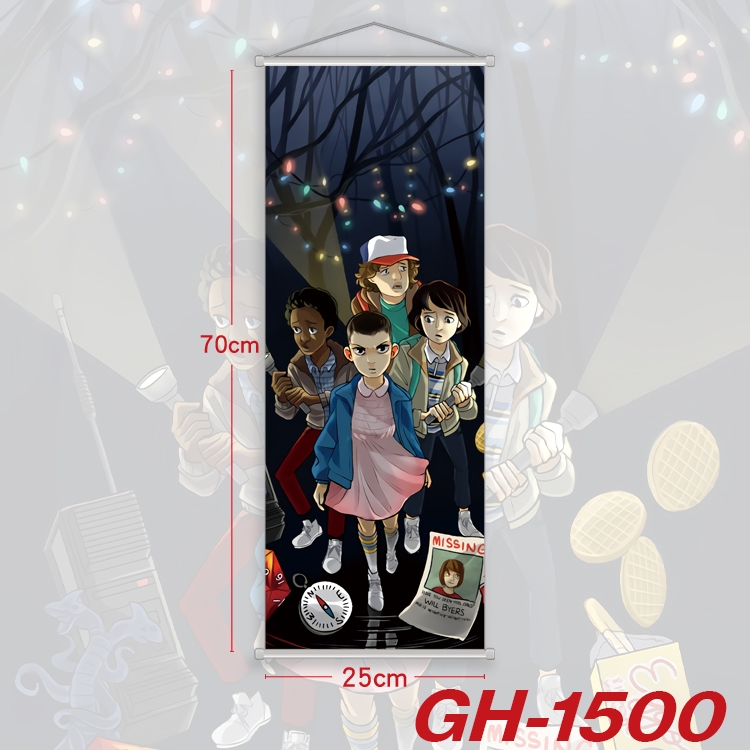 Stranger Things Plastic Rod Cloth Small Hanging Canvas Painting Wall Scroll 25x70cm price for 5 pcs GH-1500A