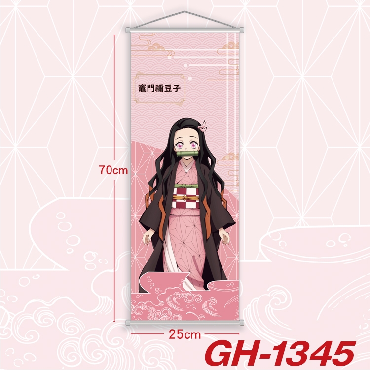 Demon Slayer Kimets Plastic Rod Cloth Small Hanging Canvas Painting Wall Scroll 25x70cm price for 5 pcs GH-1345A