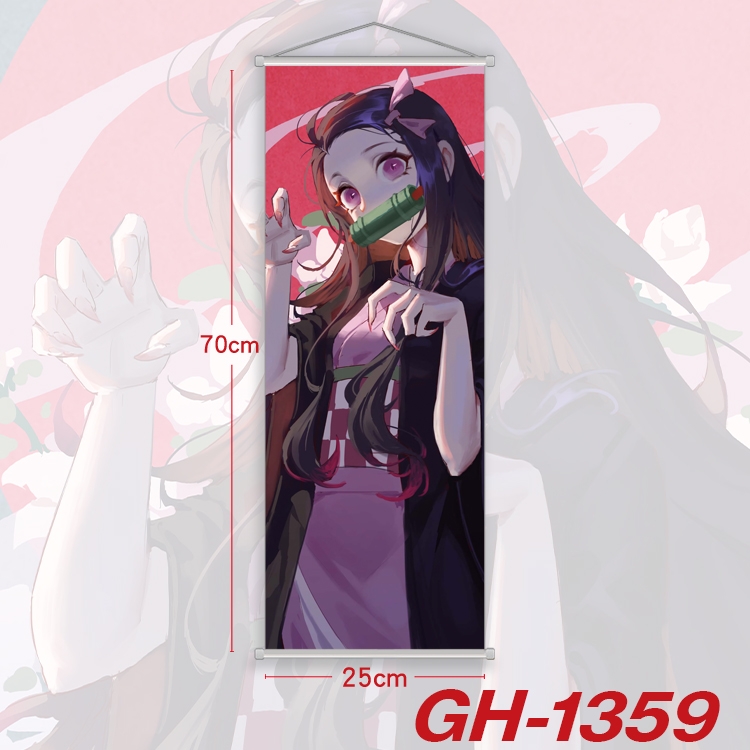 Demon Slayer Kimets Plastic Rod Cloth Small Hanging Canvas Painting Wall Scroll 25x70cm price for 5 pcs  GH-1359A