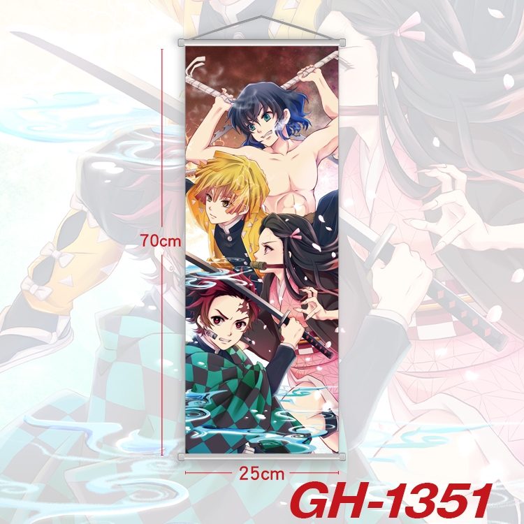 Demon Slayer Kimets Plastic Rod Cloth Small Hanging Canvas Painting Wall Scroll 25x70cm price for 5 pcs GH-1351A