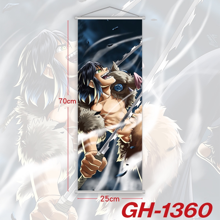 Demon Slayer Kimets Plastic Rod Cloth Small Hanging Canvas Painting Wall Scroll 25x70cm price for 5 pcs GH-1360A