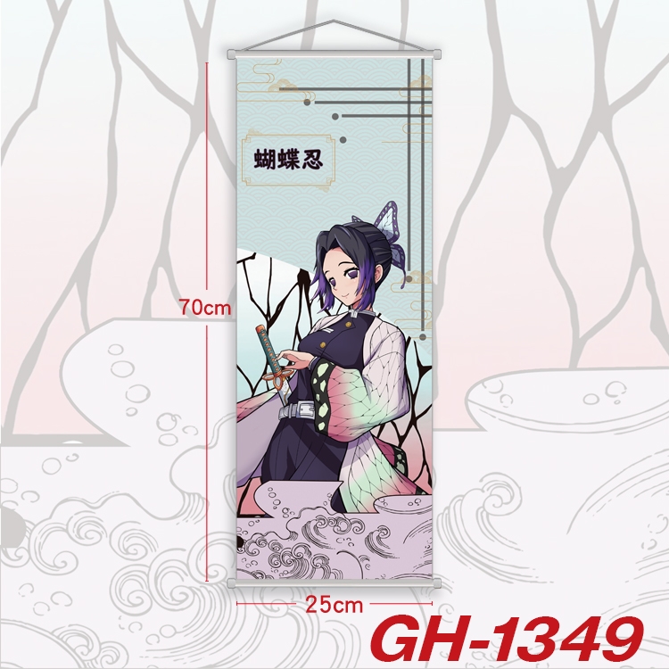 Demon Slayer Kimets Plastic Rod Cloth Small Hanging Canvas Painting Wall Scroll 25x70cm price for 5 pcs GH-1349A