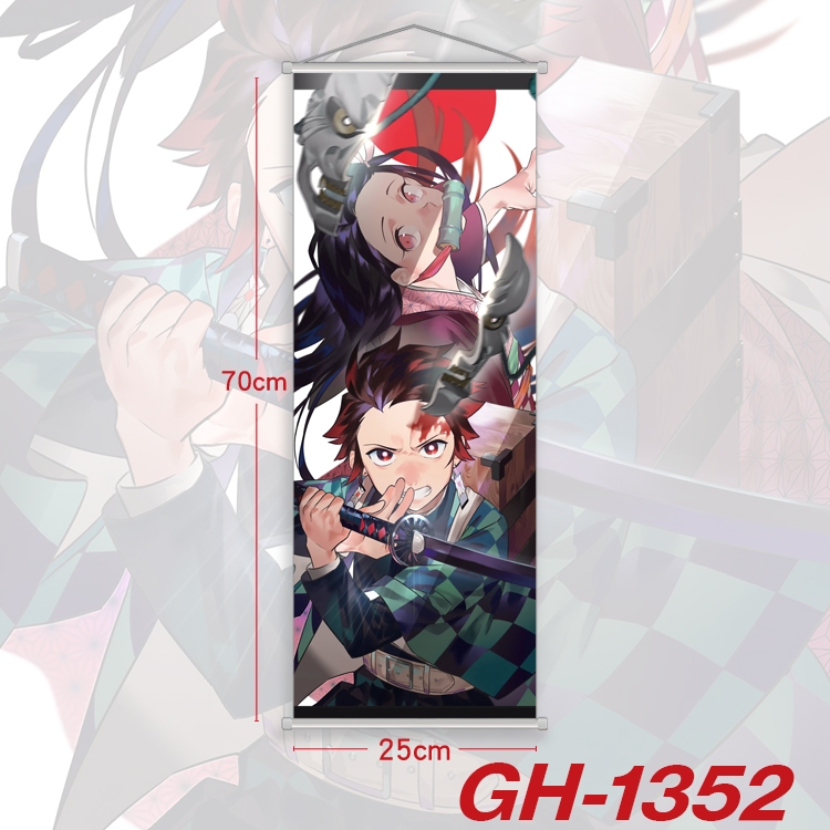 Demon Slayer Kimets Plastic Rod Cloth Small Hanging Canvas Painting Wall Scroll 25x70cm price for 5 pcs GH-1352A