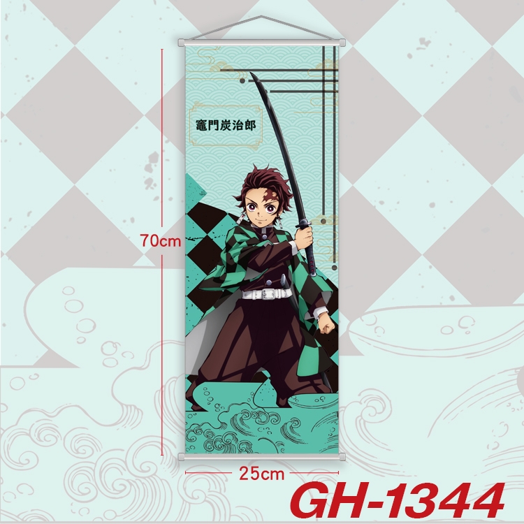 Demon Slayer Kimets Plastic Rod Cloth Small Hanging Canvas Painting Wall Scroll 25x70cm price for 5 pcs GH-1344A