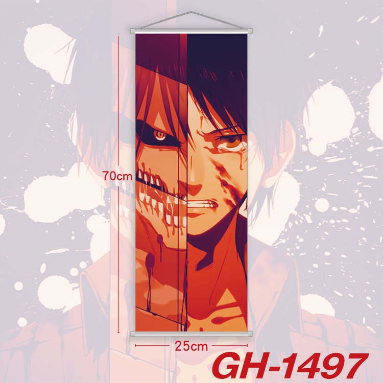Shingeki no Kyojin Plastic Rod Cloth Small Hanging Canvas Painting Wall Scroll 25x70cm price for 5 pcs GH-1497A
