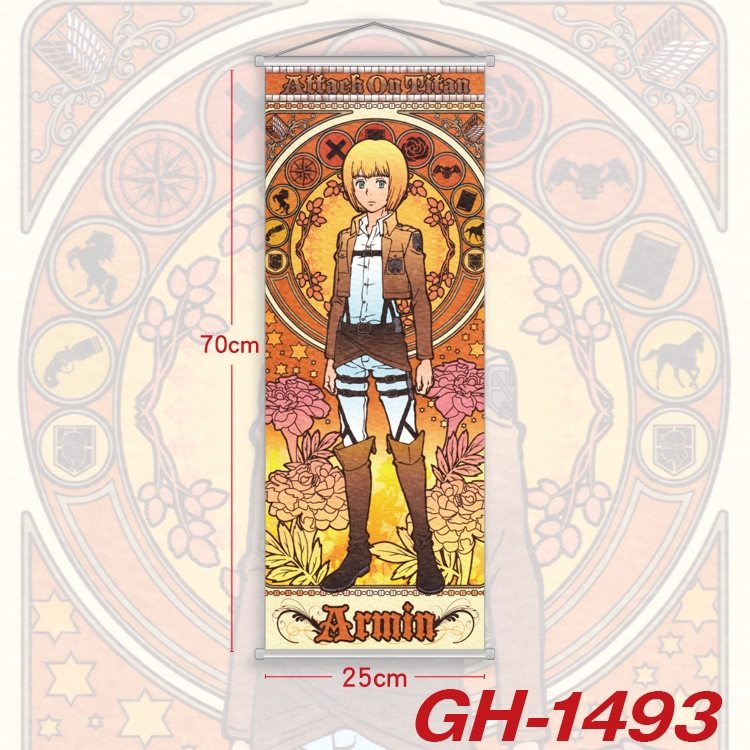 Shingeki no Kyojin Plastic Rod Cloth Small Hanging Canvas Painting Wall Scroll 25x70cm price for 5 pcs GH-1493A