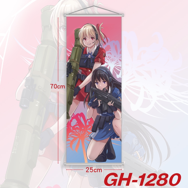 Lycoris Recoil Plastic Rod Cloth Small Hanging Canvas Painting Wall Scroll 25x70cm price for 5 pcs GH-1280A