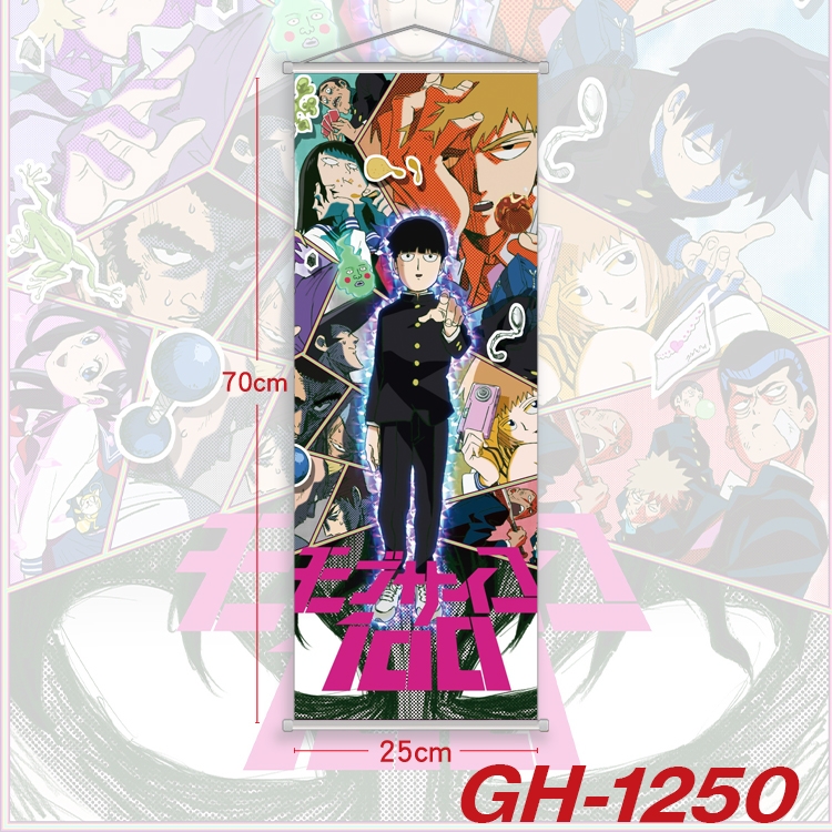 Mob Psycho 100 Plastic Rod Cloth Small Hanging Canvas Painting Wall Scroll 25x70cm price for 5 pcs  GH-1250A