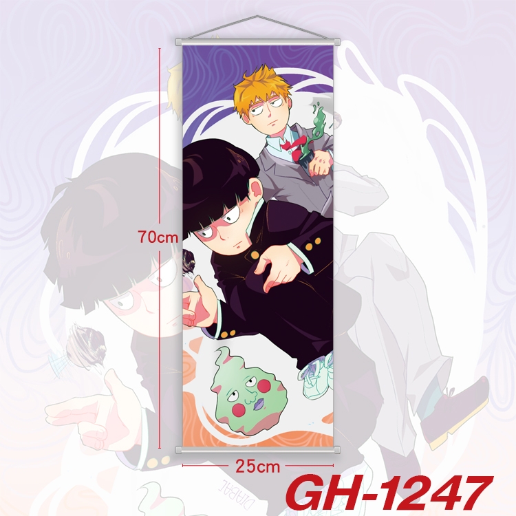 Mob Psycho 100 Plastic Rod Cloth Small Hanging Canvas Painting Wall Scroll 25x70cm price for 5 pcs GH-1247A