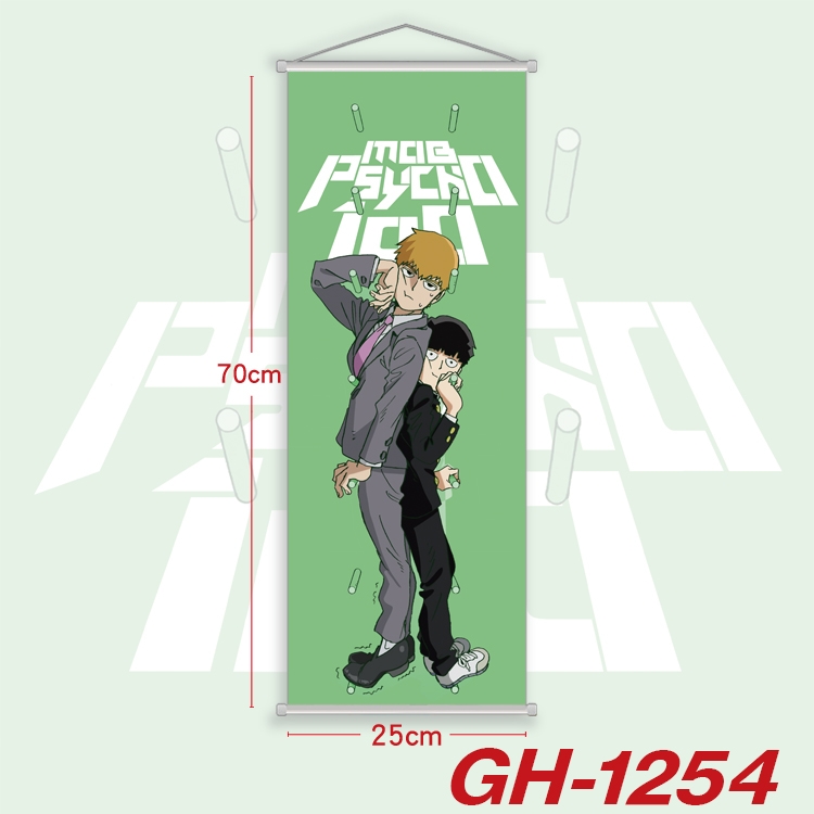 Mob Psycho 100 Plastic Rod Cloth Small Hanging Canvas Painting Wall Scroll 25x70cm price for 5 pcs GH-1254A