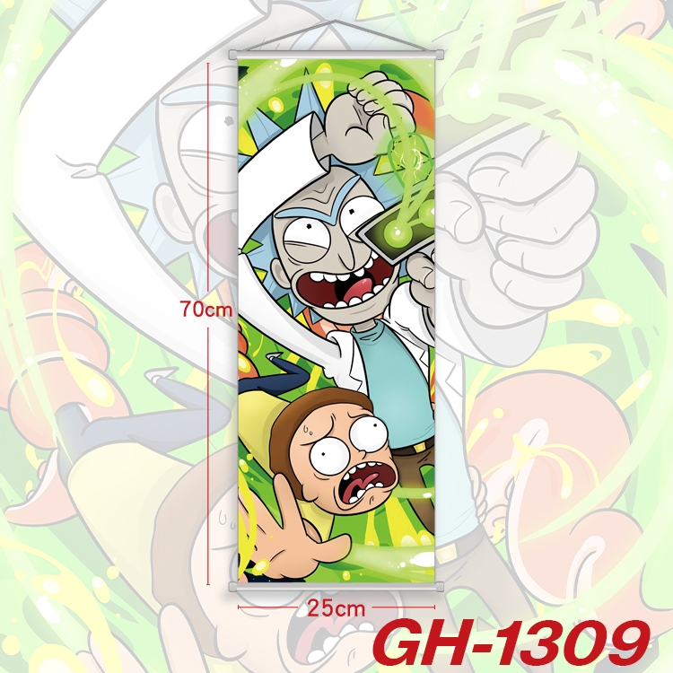 Rick and Morty Plastic Rod Cloth Small Hanging Canvas Painting Wall Scroll 25x70cm price for 5 pcs GH-1309A