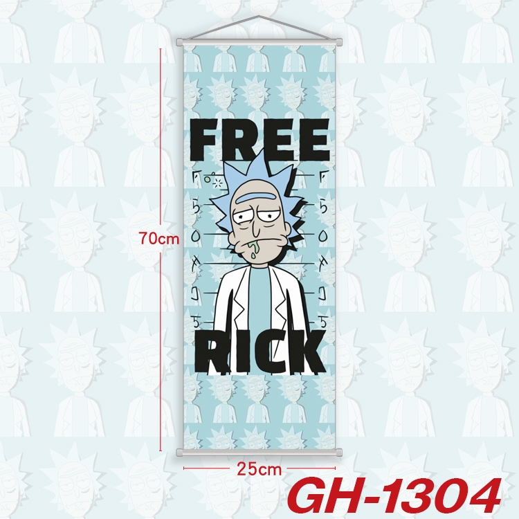 Rick and Morty Plastic Rod Cloth Small Hanging Canvas Painting Wall Scroll 25x70cm price for 5 pcs  GH-1304A