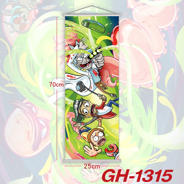 Rick and Morty Plastic Rod Cloth Small Hanging Canvas Painting Wall Scroll 25x70cm price for 5 pcs GH-1315A