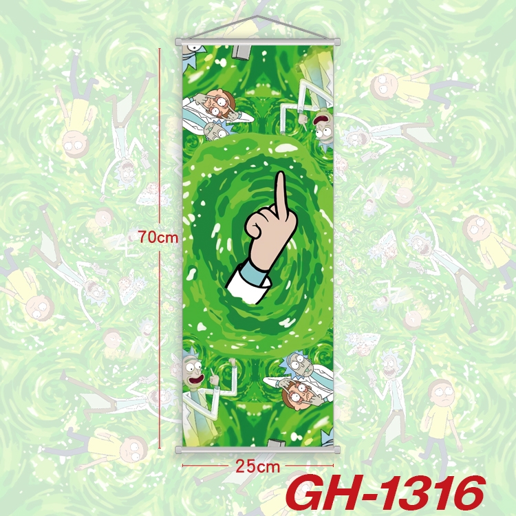 Rick and Morty Plastic Rod Cloth Small Hanging Canvas Painting Wall Scroll 25x70cm price for 5 pcs  GH-1316A