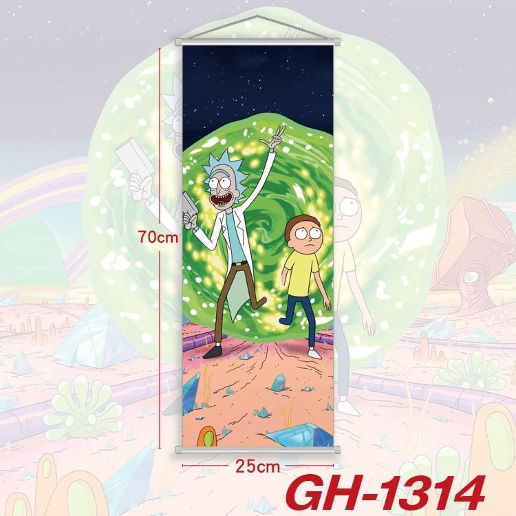 Rick and Morty Plastic Rod Cloth Small Hanging Canvas Painting Wall Scroll 25x70cm price for 5 pcs GH-1314A