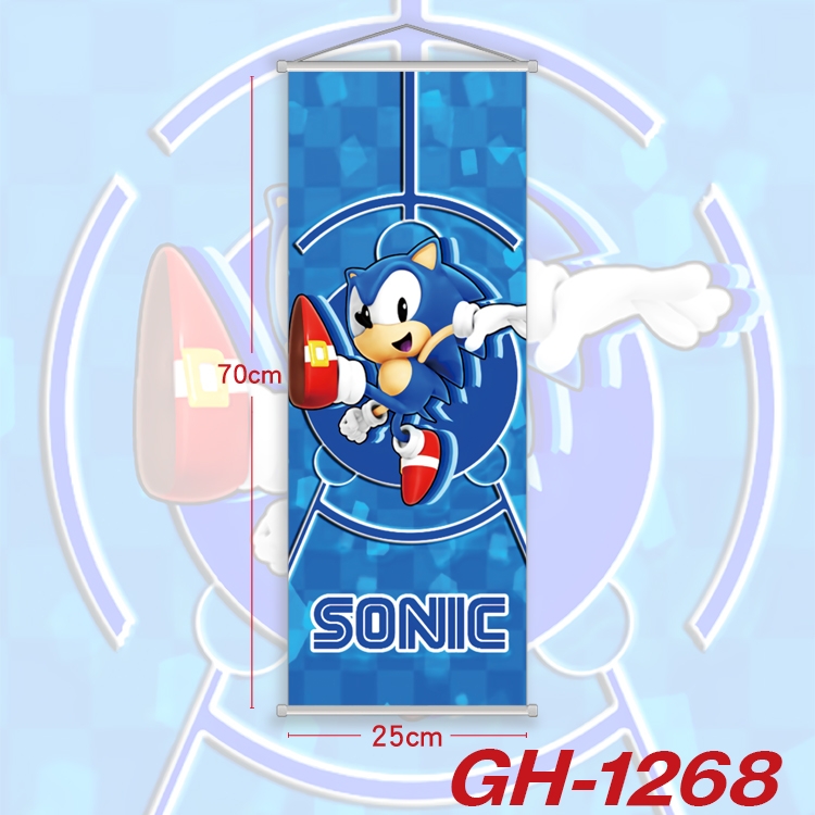 Sonic The Hedgehog Plastic Rod Cloth Small Hanging Canvas Painting Wall Scroll 25x70cm price for 5 pcs GH-1268A