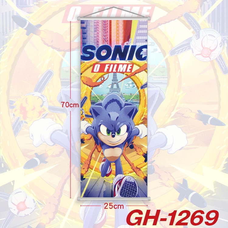 Sonic The Hedgehog Plastic Rod Cloth Small Hanging Canvas Painting Wall Scroll 25x70cm price for 5 pcs GH-1269A