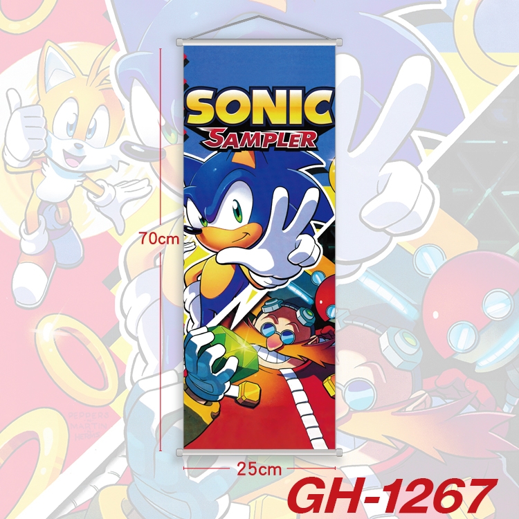 Sonic The Hedgehog Plastic Rod Cloth Small Hanging Canvas Painting Wall Scroll 25x70cm price for 5 pcs GH-1267A