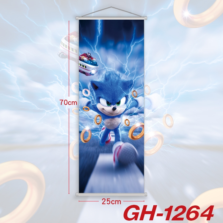 Sonic The Hedgehog Plastic Rod Cloth Small Hanging Canvas Painting Wall Scroll 25x70cm price for 5 pcs GH-1264A