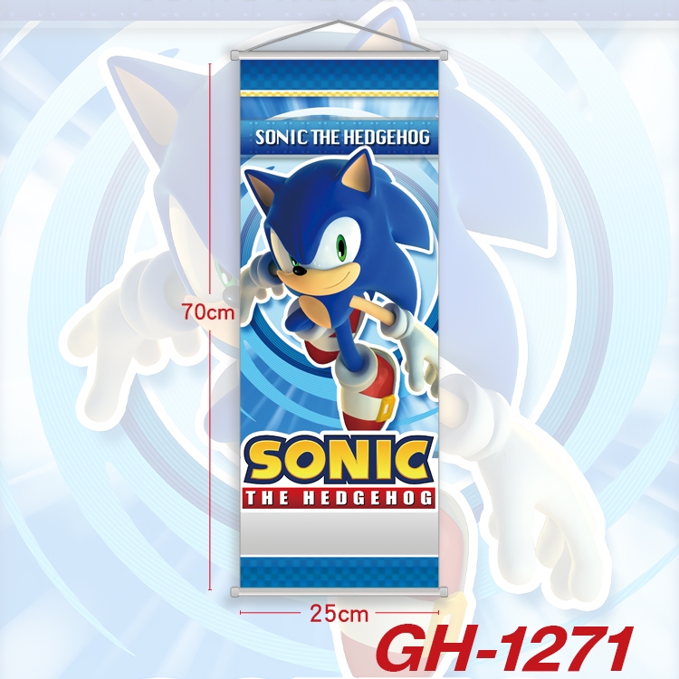 Sonic The Hedgehog Plastic Rod Cloth Small Hanging Canvas Painting Wall Scroll 25x70cm price for 5 pcs GH-1271A