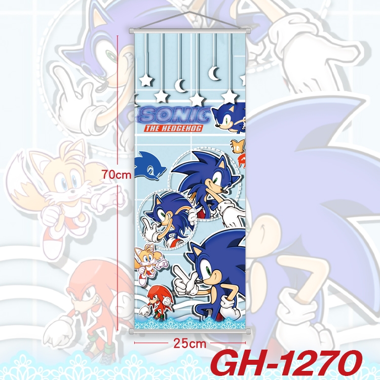 Sonic The Hedgehog Plastic Rod Cloth Small Hanging Canvas Painting Wall Scroll 25x70cm price for 5 pcs GH-1270A