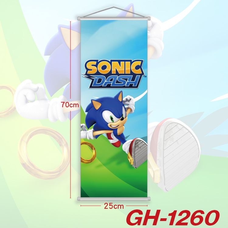 Sonic The Hedgehog Plastic Rod Cloth Small Hanging Canvas Painting Wall Scroll 25x70cm price for 5 pcs GH-1260A