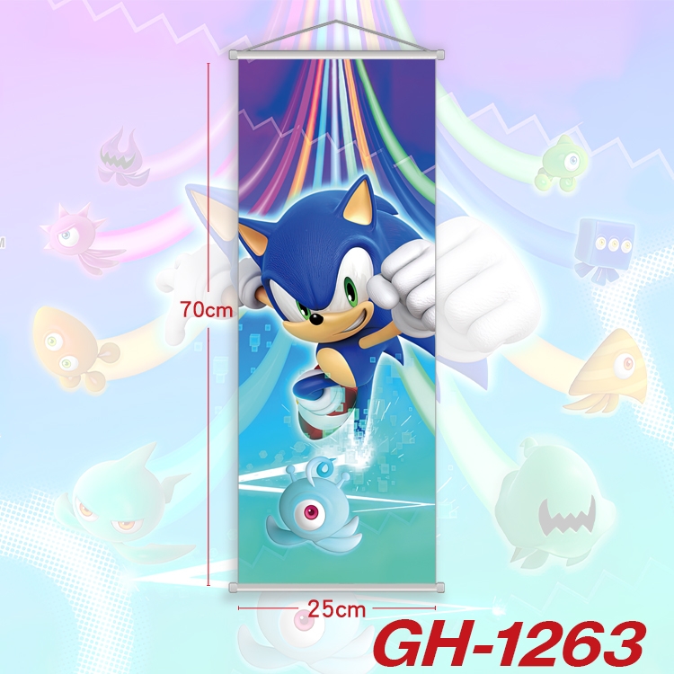 Sonic The Hedgehog Plastic Rod Cloth Small Hanging Canvas Painting Wall Scroll 25x70cm price for 5 pcs GH-1263A