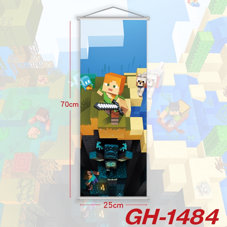 Minecraft Plastic Rod Cloth Small Hanging Canvas Painting Wall Scroll 25x70cm price for 5 pcs GH-1484A
