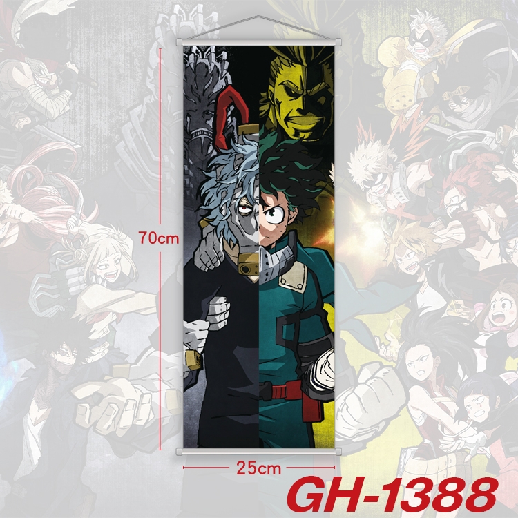My Hero Academia Plastic Rod Cloth Small Hanging Canvas Painting Wall Scroll 25x70cm price for 5 pcs GH-1388A