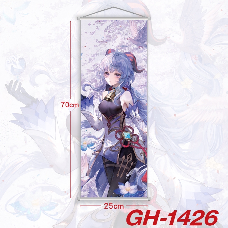 Genshin Impact Plastic Rod Cloth Small Hanging Canvas Painting Wall Scroll 25x70cm price for 5 pcs GH-1426A