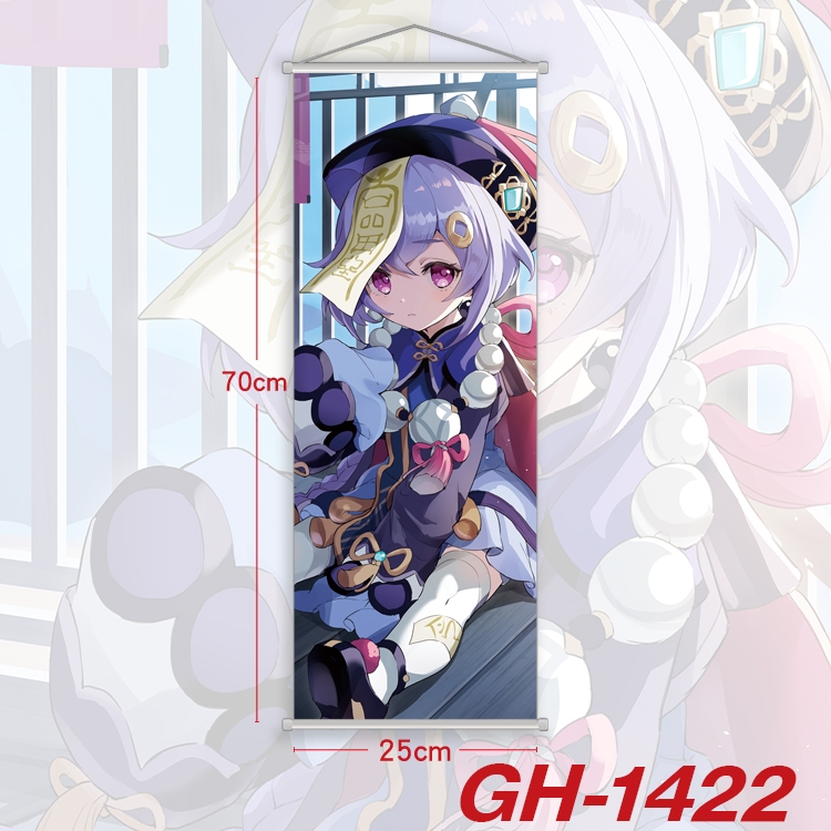 Genshin Impact Plastic Rod Cloth Small Hanging Canvas Painting Wall Scroll 25x70cm price for 5 pcs GH-1422A