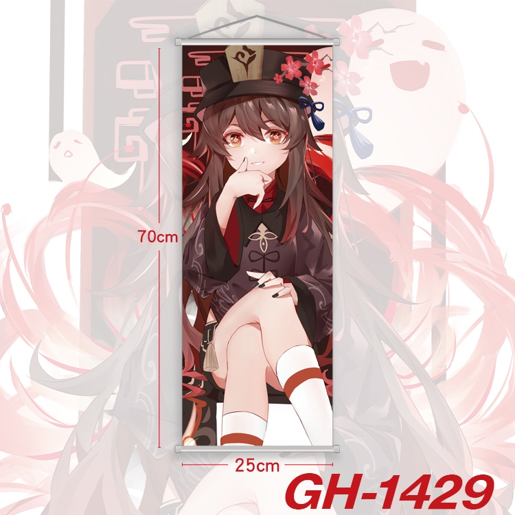 Genshin Impact Plastic Rod Cloth Small Hanging Canvas Painting Wall Scroll 25x70cm price for 5 pcs GH-1429A