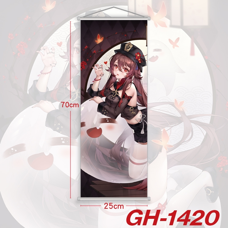 Genshin Impact Plastic Rod Cloth Small Hanging Canvas Painting Wall Scroll 25x70cm price for 5 pcs GH-1420A