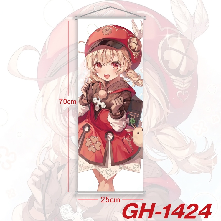 Genshin Impact Plastic Rod Cloth Small Hanging Canvas Painting Wall Scroll 25x70cm price for 5 pcs GH-1424A