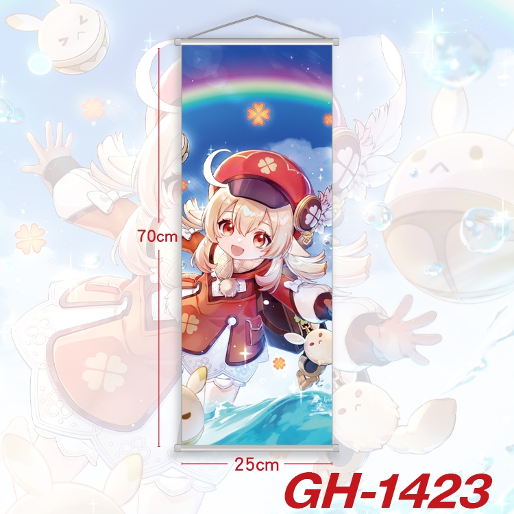 Genshin Impact Plastic Rod Cloth Small Hanging Canvas Painting Wall Scroll 25x70cm price for 5 pcs GH-1423A