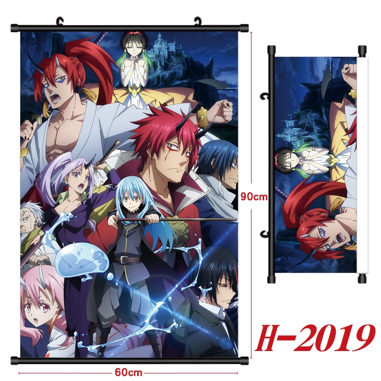 That Time I Got Slim Anime Black Plastic Rod Canvas Painting Wall Scroll 60X90CM  H-2019