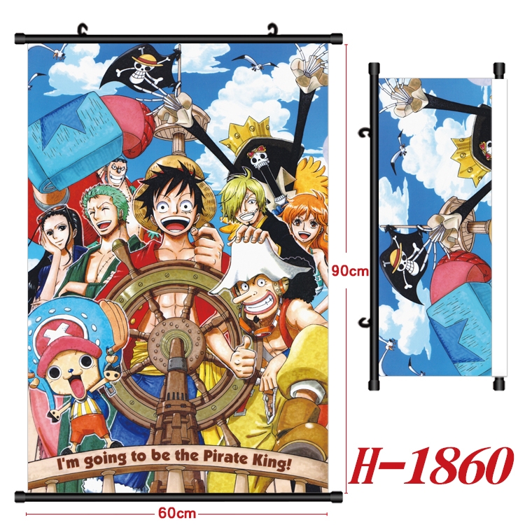 One Piece Anime Black Plastic Rod Canvas Painting Wall Scroll 60X90CM  H-1860