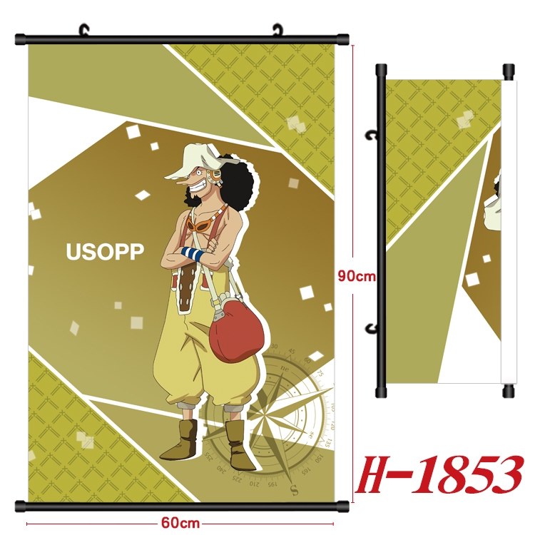 One Piece Anime Black Plastic Rod Canvas Painting Wall Scroll 60X90CM H-1853