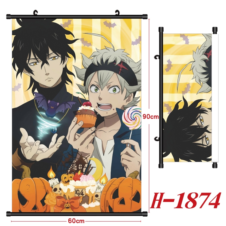 Black clover Anime Black Plastic Rod Canvas Painting Wall Scroll 60X90CM  H-1874