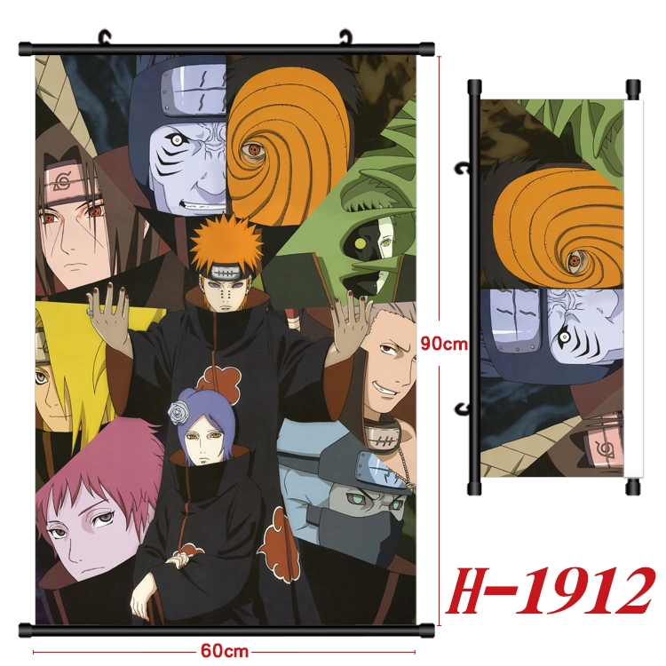 Naruto Anime Black Plastic Rod Canvas Painting Wall Scroll 60X90CM  H-1912